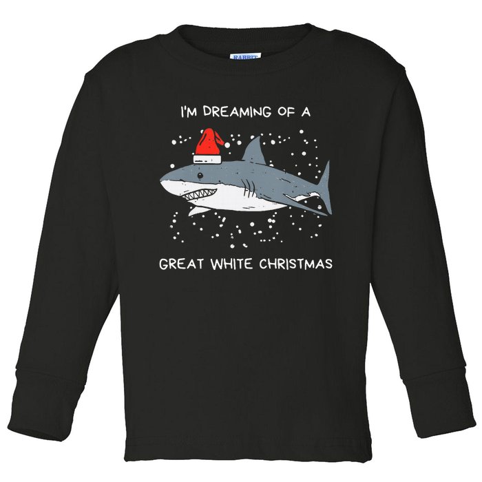 Christmas Shark Santa Hat Xmas Santa Jaws Funny Shark Pun Toddler Long Sleeve Shirt