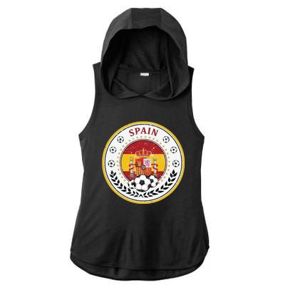 Cool Spain Soccer Logo Ladies PosiCharge Tri-Blend Wicking Draft Hoodie Tank