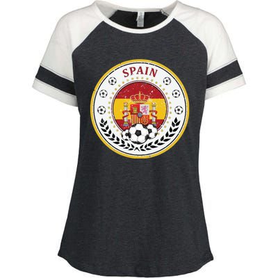 Cool Spain Soccer Logo Enza Ladies Jersey Colorblock Tee