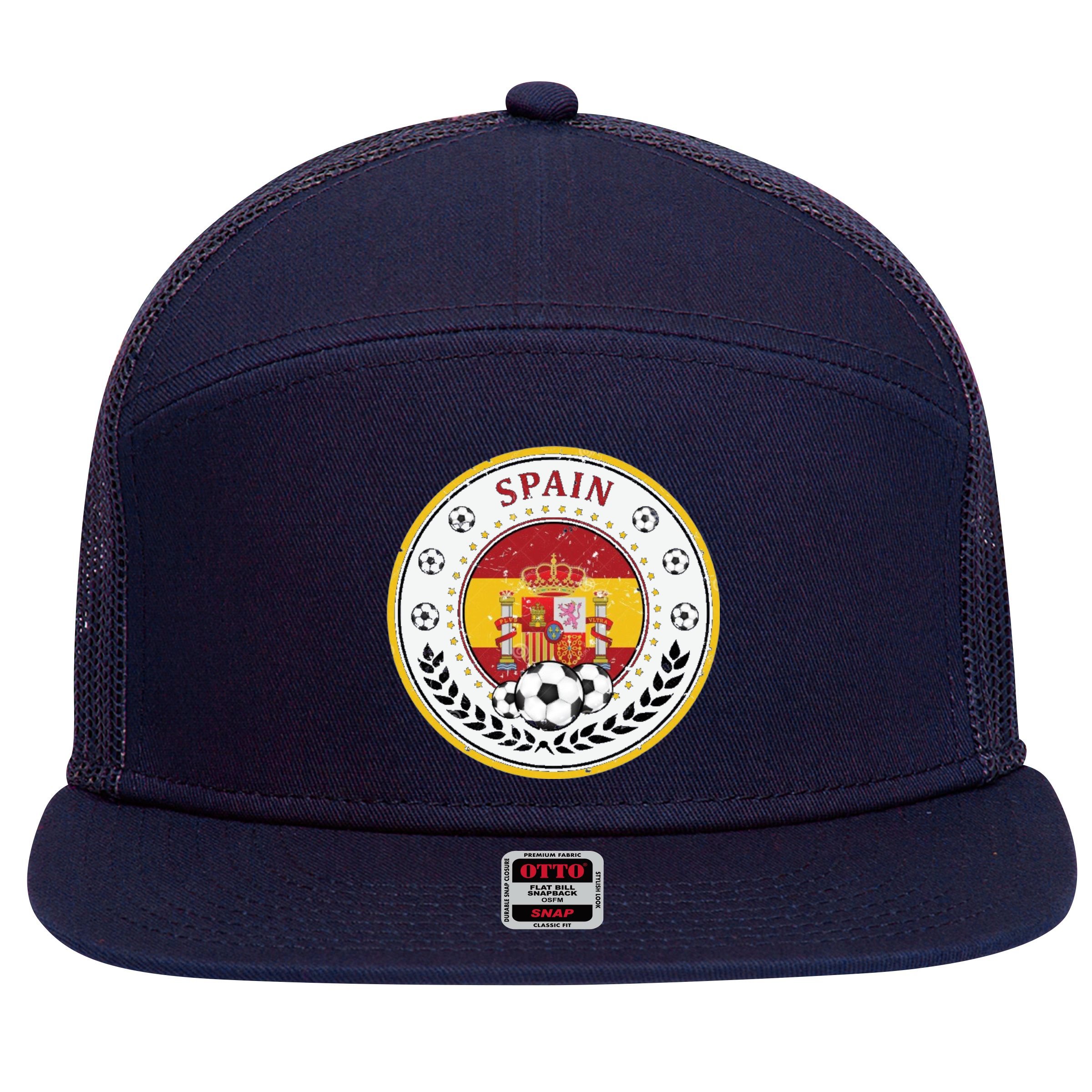 Cool Spain Soccer Logo 7 Panel Mesh Trucker Snapback Hat