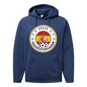 Cool Spain Soccer Logo Performance Fleece Hoodie