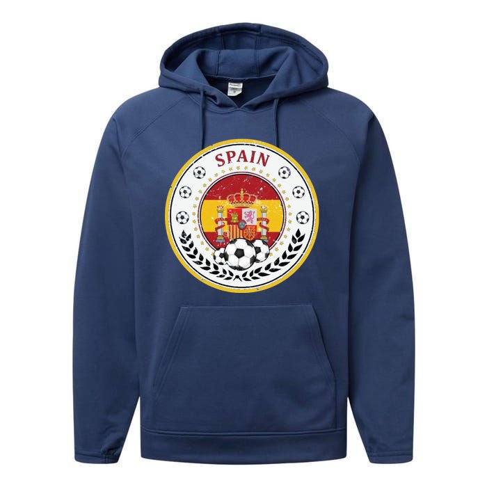 Cool Spain Soccer Logo Performance Fleece Hoodie