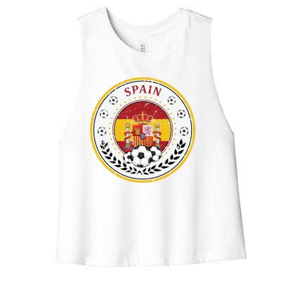 Cool Spain Soccer Logo Women's Racerback Cropped Tank