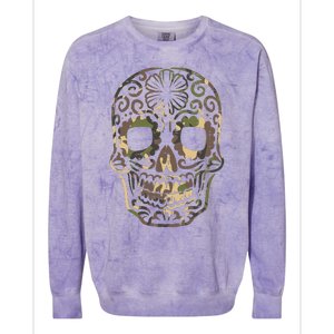 Camo Sugar Skull Calavera Dia De Muertos Mexican Halloween Colorblast Crewneck Sweatshirt