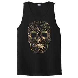 Camo Sugar Skull Calavera Dia De Muertos Mexican Halloween PosiCharge Competitor Tank