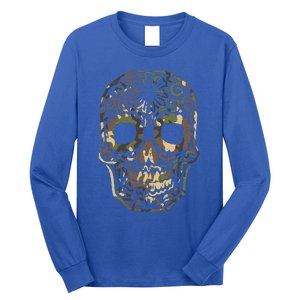 Camo Sugar Skull Calavera Dia De Muertos Mexican Halloween Long Sleeve Shirt