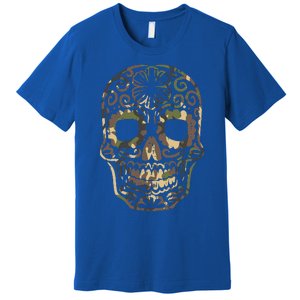 Camo Sugar Skull Calavera Dia De Muertos Mexican Halloween Premium T-Shirt