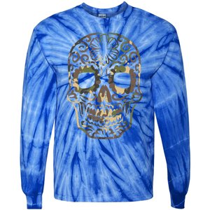 Camo Sugar Skull Calavera Dia De Muertos Mexican Halloween Tie-Dye Long Sleeve Shirt