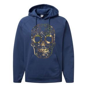 Camo Sugar Skull Calavera Dia De Muertos Mexican Halloween Performance Fleece Hoodie