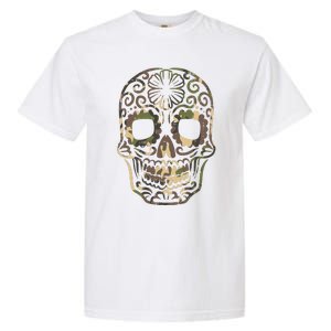 Camo Sugar Skull Calavera Dia De Muertos Mexican Halloween Garment-Dyed Heavyweight T-Shirt