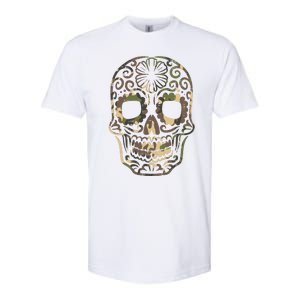 Camo Sugar Skull Calavera Dia De Muertos Mexican Halloween Softstyle CVC T-Shirt