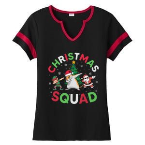 Christmas Squad Santa Gerbil Elf Dabbing Matching Pajamas Gift Ladies Halftime Notch Neck Tee