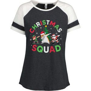 Christmas Squad Santa Gerbil Elf Dabbing Matching Pajamas Gift Enza Ladies Jersey Colorblock Tee