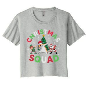 Christmas Squad Santa Gerbil Elf Dabbing Matching Pajamas Gift Women's Crop Top Tee