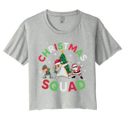 Christmas Squad Santa Gerbil Elf Dabbing Matching Pajamas Gift Women's Crop Top Tee