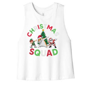 Christmas Squad Santa Gerbil Elf Dabbing Matching Pajamas Gift Women's Racerback Cropped Tank