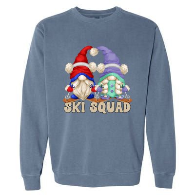 Cute Ski Squad Gnome Graphic For Ski Mom And Dad Love Skiing Gift Garment-Dyed Sweatshirt