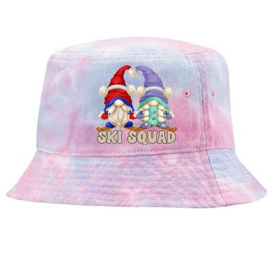 Cute Ski Squad Gnome Graphic For Ski Mom And Dad Love Skiing Gift Tie-Dyed Bucket Hat