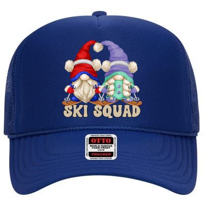 Cute Ski Squad Gnome Graphic For Ski Mom And Dad Love Skiing Gift High Crown Mesh Back Trucker Hat