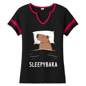 Capybara Sleepybara Sleep Capybara Ladies Halftime Notch Neck Tee