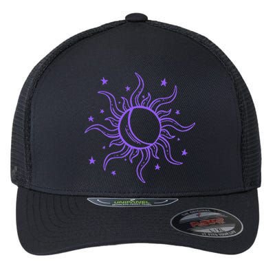 Celestial Sun Star Moon Design Flexfit Unipanel Trucker Cap