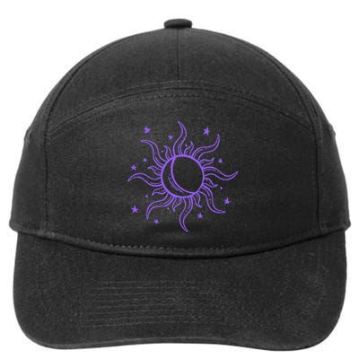 Celestial Sun Star Moon Design 7-Panel Snapback Hat