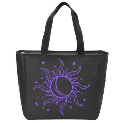 Celestial Sun Star Moon Design Zip Tote Bag