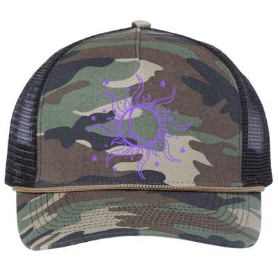 Celestial Sun Star Moon Design Retro Rope Trucker Hat Cap