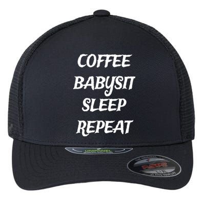 Coffee Sit Sleep Repeat Sitters Gift Flexfit Unipanel Trucker Cap