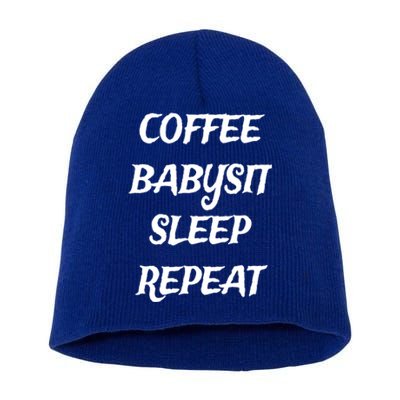 Coffee Sit Sleep Repeat Sitters Gift Short Acrylic Beanie