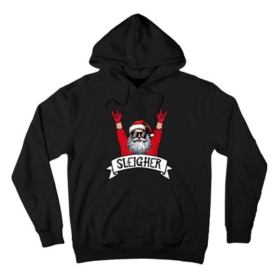 Christmas Sleigher Santa Rock Xmas Rocker Hoodie