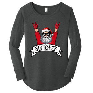 Christmas Sleigher Santa Rock Xmas Rocker Women's Perfect Tri Tunic Long Sleeve Shirt