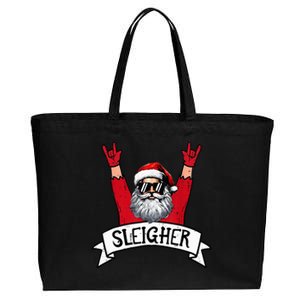 Christmas Sleigher Santa Rock Xmas Rocker Cotton Canvas Jumbo Tote