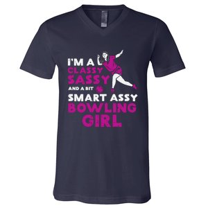 Classy Sassy Smart Bowling Girl Bowler Wo Girl Teen V-Neck T-Shirt