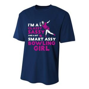 Classy Sassy Smart Bowling Girl Bowler Wo Girl Teen Performance Sprint T-Shirt