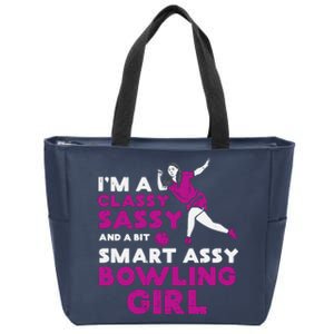 Classy Sassy Smart Bowling Girl Bowler Wo Girl Teen Zip Tote Bag