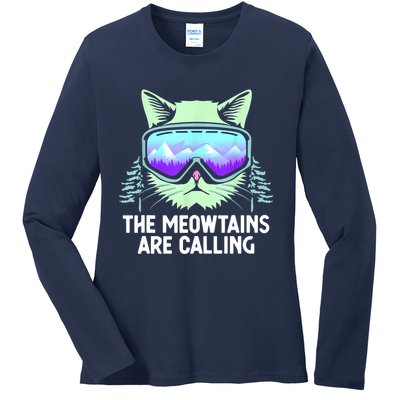 Cool Snowboard Ski Lover Mountain Skier Ladies Long Sleeve Shirt