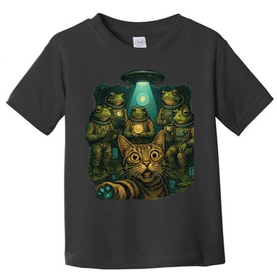 Cat Selfie Space Frog Assembly Galactic Meeting Interrupted Toddler T-Shirt