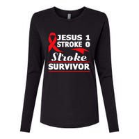 Christian Stroke Survivor Awareness Red Ribbon Brain Attack Womens Cotton Relaxed Long Sleeve T-Shirt