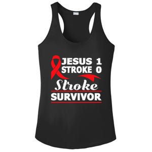 Christian Stroke Survivor Awareness Red Ribbon Brain Attack Ladies PosiCharge Competitor Racerback Tank