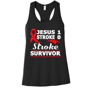 Christian Stroke Survivor Awareness Red Ribbon Brain Attack Women's Racerback Tank