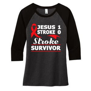 Christian Stroke Survivor Awareness Red Ribbon Brain Attack Women's Tri-Blend 3/4-Sleeve Raglan Shirt