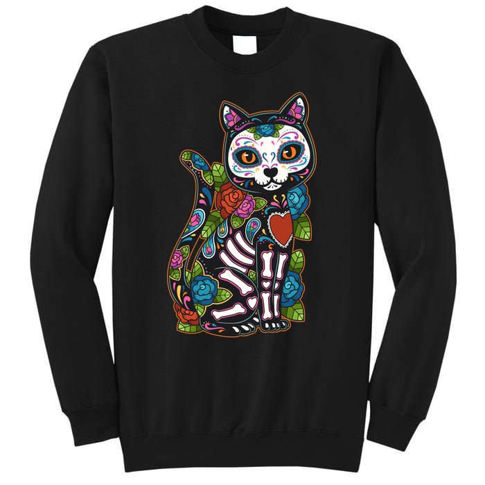 Cat Sugar Skull Mexico Calavera Dia De Los Muertos Halloween Sweatshirt