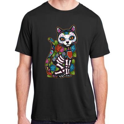 Cat Sugar Skull Mexico Calavera Dia De Los Muertos Halloween Adult ChromaSoft Performance T-Shirt