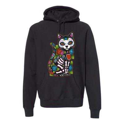 Cat Sugar Skull Mexico Calavera Dia De Los Muertos Halloween Premium Hoodie