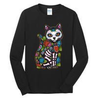 Cat Sugar Skull Mexico Calavera Dia De Los Muertos Halloween Tall Long Sleeve T-Shirt