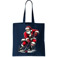 Christmas Sports Santa Plays Ice Hockey Xmas Tote Bag