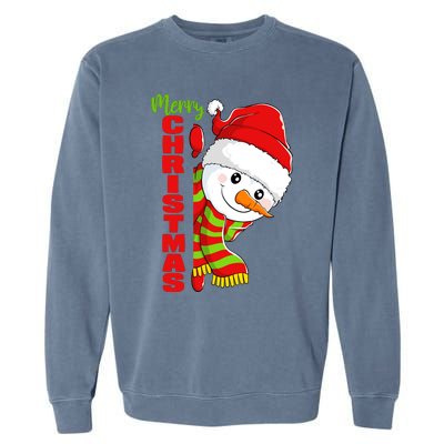 Cute Snowman Snowmies Merry Christmas Winter Xmas Pajamas Garment-Dyed Sweatshirt