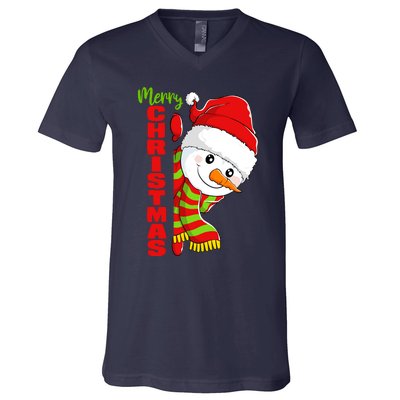 Cute Snowman Snowmies Merry Christmas Winter Xmas Pajamas V-Neck T-Shirt