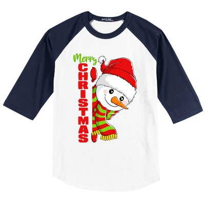 Cute Snowman Snowmies Merry Christmas Winter Xmas Pajamas Baseball Sleeve Shirt